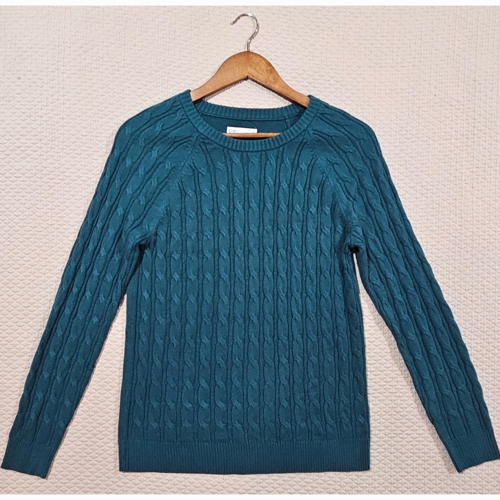 Croft & Barrow‎ Teal Cable Knit Crewneck Long Sleeve Sweater Size S